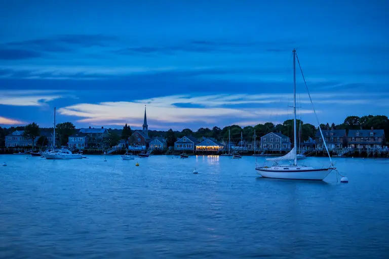 Photoreal Newport harbor and coastal travel editorial image