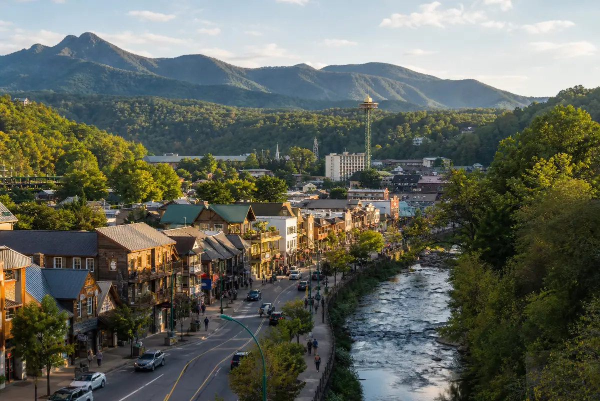 Photoreal editorial image for How to Do Gatlinburg Without Letting the Parkway Run the Whole Trip, inspired by Gatlinburg