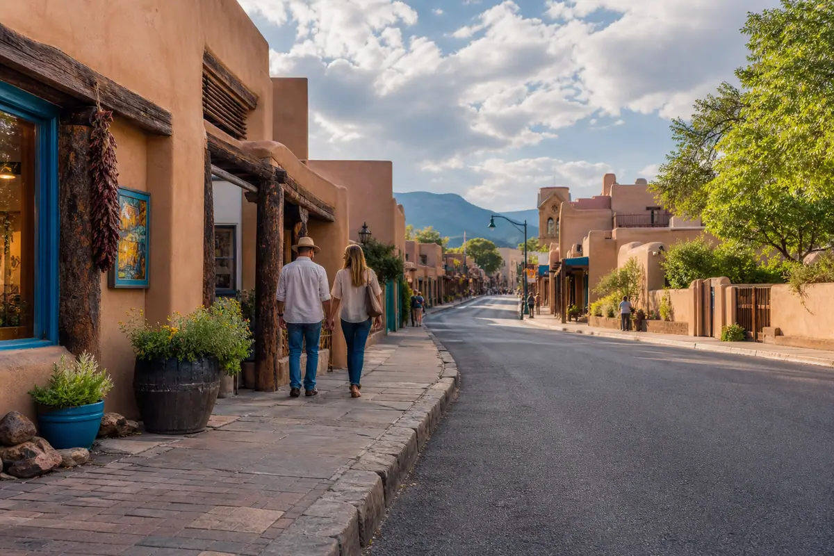 Photoreal editorial image for What Part of Santa Fe Should Shape Your Stay?, inspired by Santa Fe
