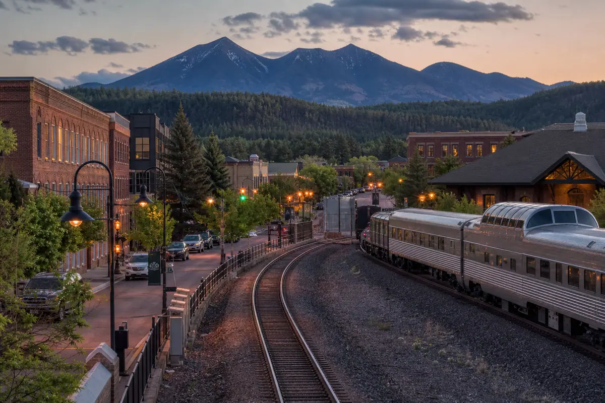 Photoreal travel-editorial Flagstaff scene for How Many Days Do You Need in Flagstaff?