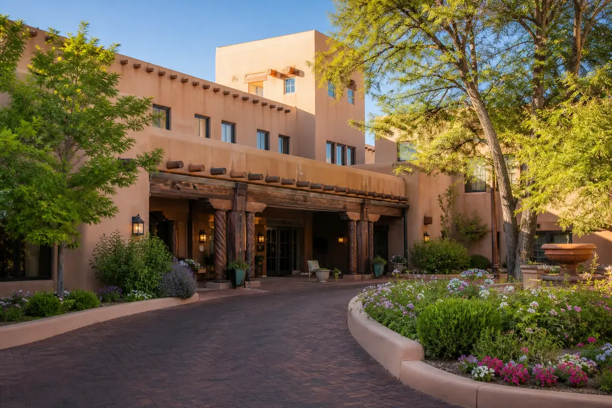 Photoreal travel-editorial view of Hotel Albuquerque at Old Town in Albuquerque, New Mexico