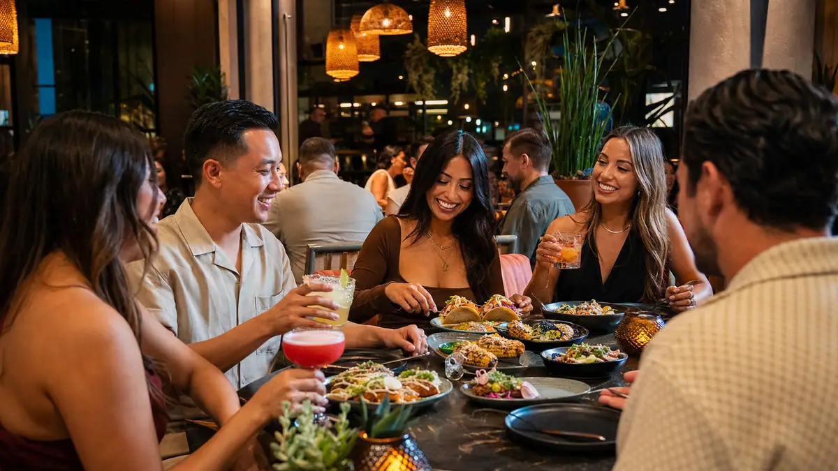 Photoreal Puesto Anaheim dining scene representing Anaheim restaurant atmosphere