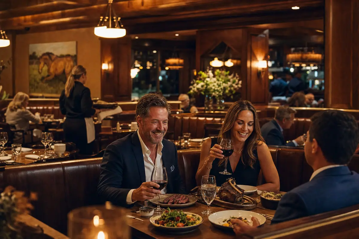 Photoreal The Ranch Restaurant dining scene representing Anaheim restaurant atmosphere