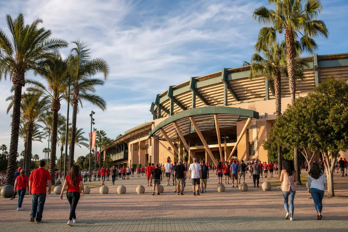 Photoreal Angel Stadium of Anaheim scene representing a top Anaheim attraction