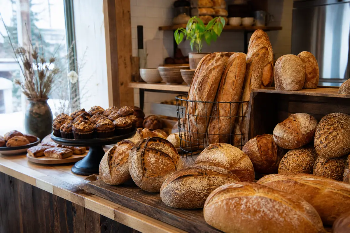 Photoreal travel-editorial view of Fire Island Rustic Bakeshop in Anchorage, Alaska