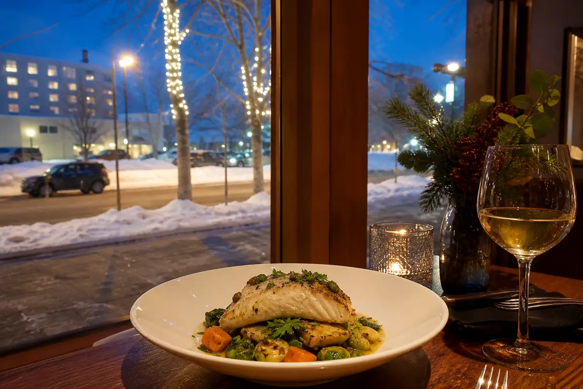 Photoreal travel-editorial view of Kinley’s Restaurant and Bar in Anchorage, Alaska