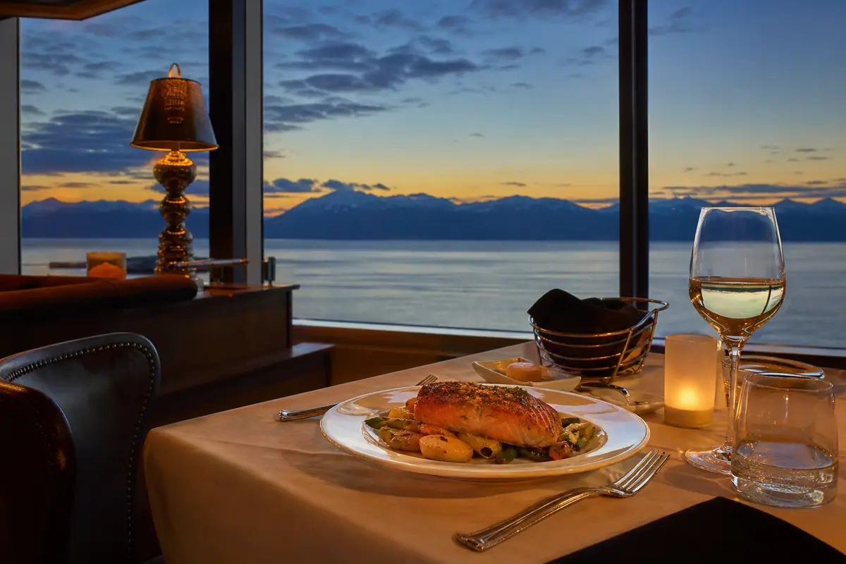 Photoreal travel-editorial view of The Crow’s Nest in Anchorage, Alaska