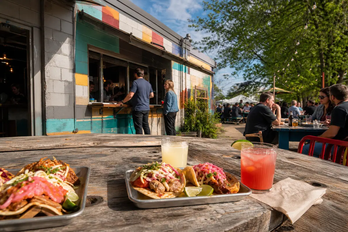 Photoreal view of White Duck Taco Shop in Asheville