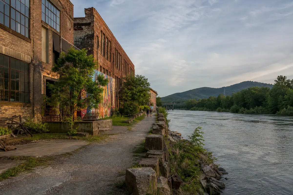 Photoreal view of River Arts District in Asheville