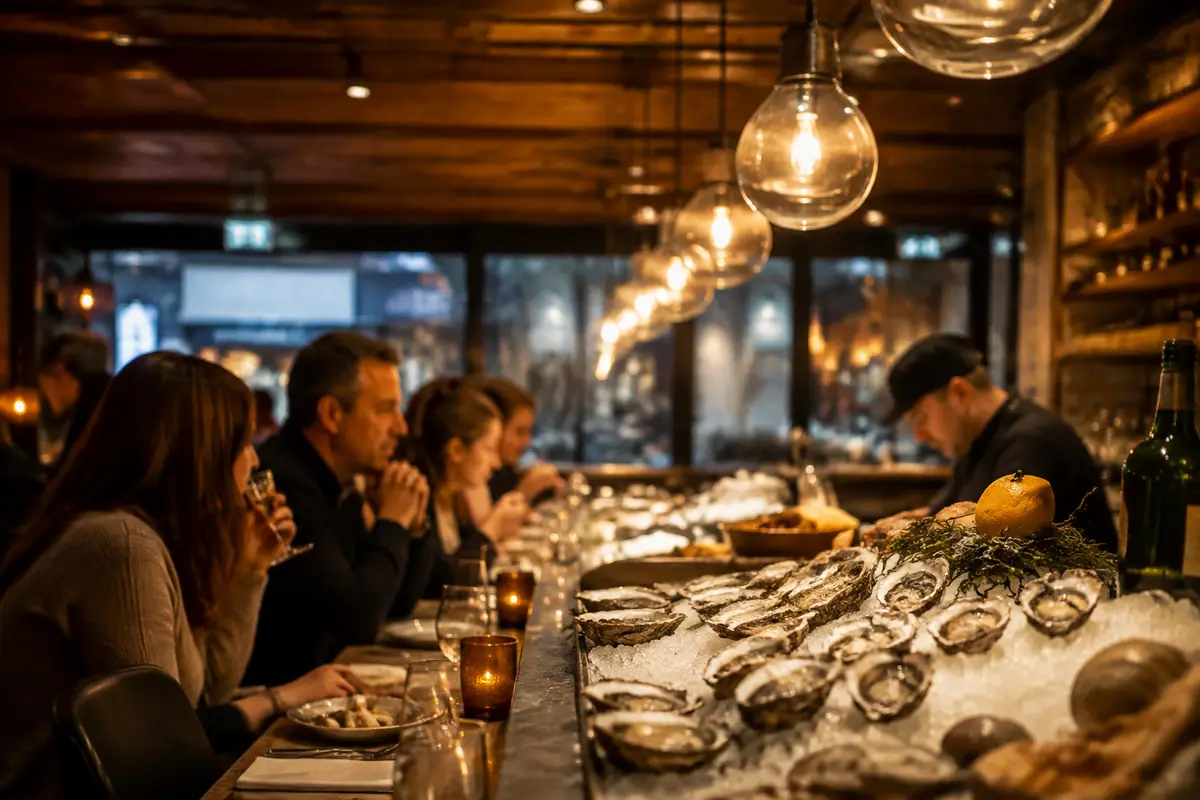 Travel-editorial view of Clark's Oyster Bar in Aspen, Colorado