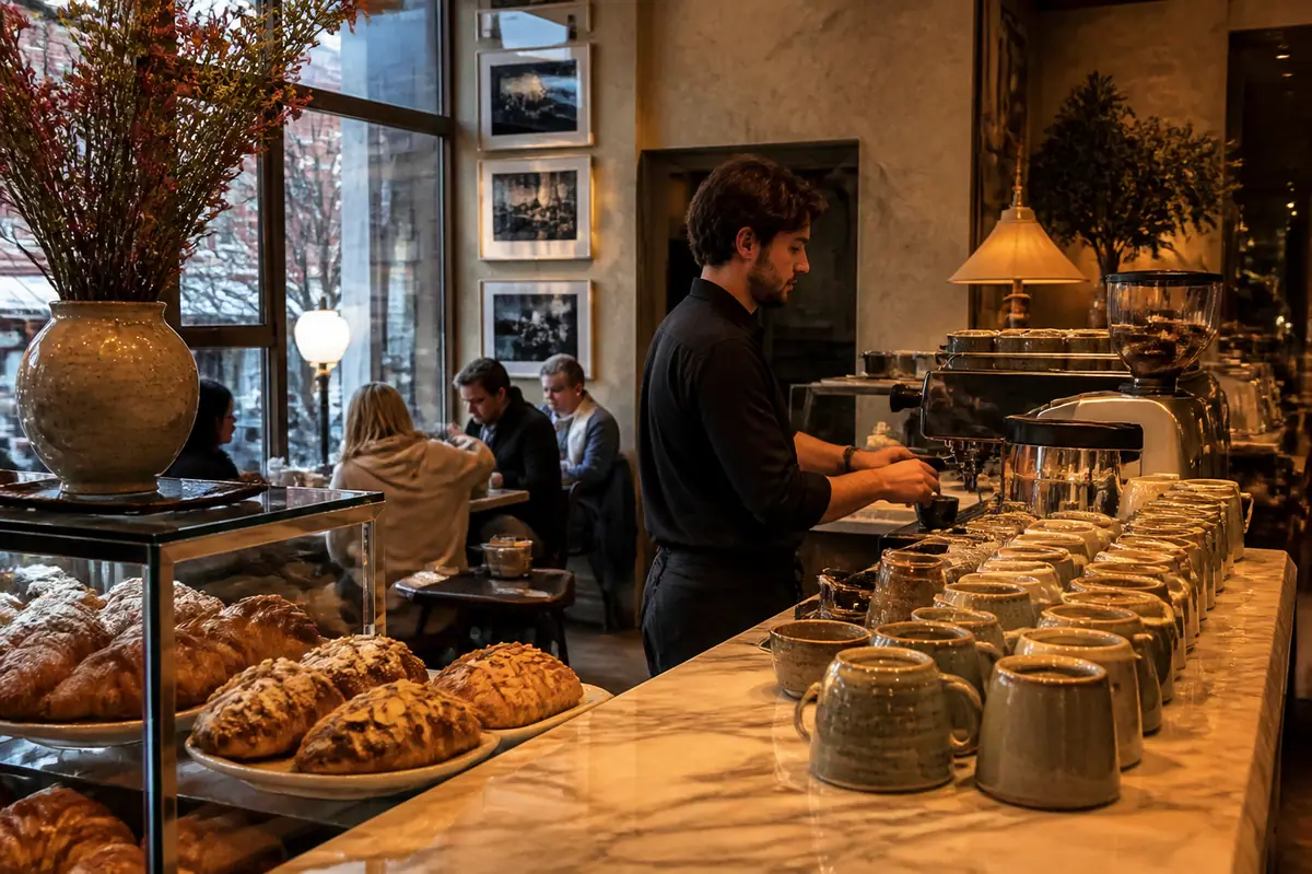 Travel-editorial view of Victoria's Espresso in Aspen, Colorado