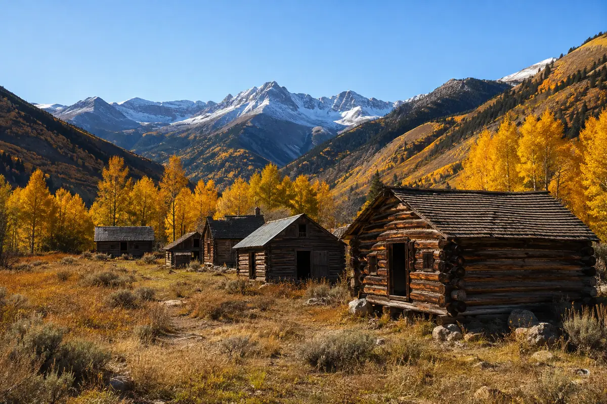 Photoreal historic cabins at Ashcroft Ghost Town near Aspen