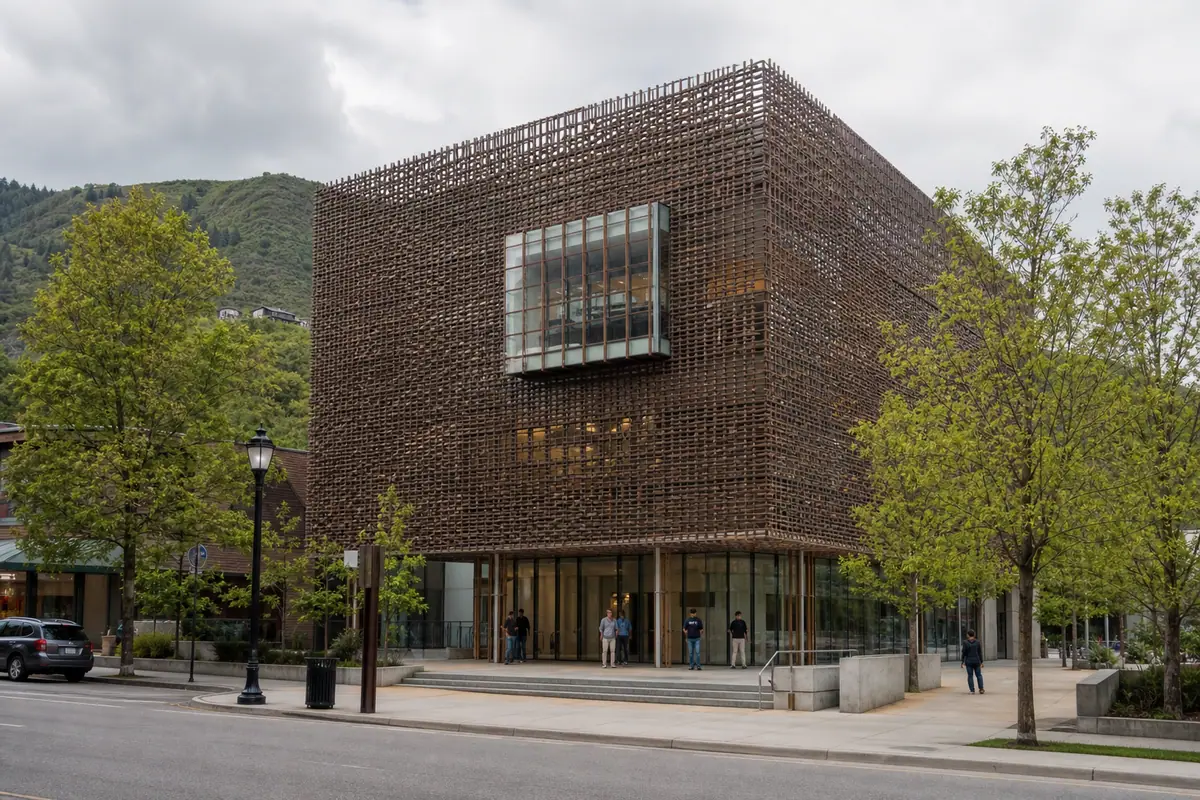 Travel-editorial view of Aspen Art Museum in Aspen, Colorado