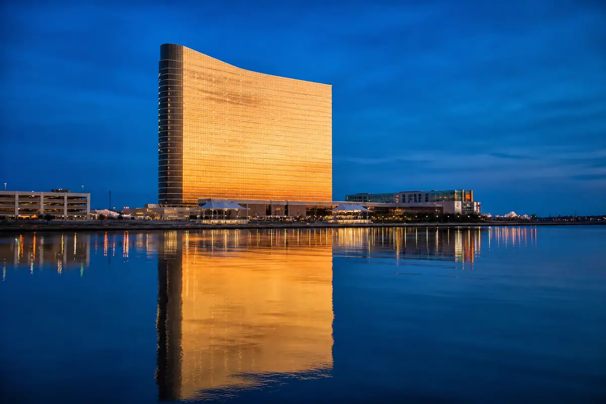 Photoreal travel-editorial view of Borgata Hotel Casino & Spa in Atlantic City