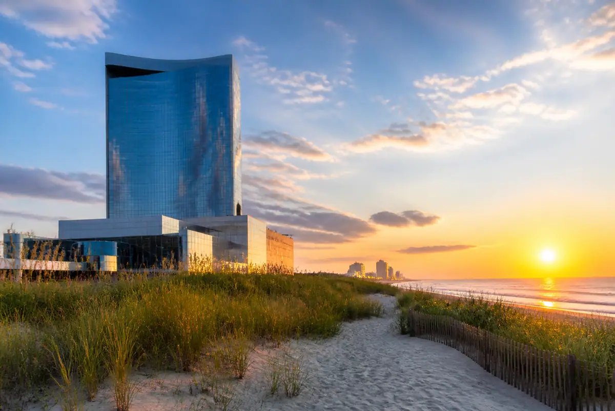 Photoreal travel-editorial view of Ocean Casino Resort in Atlantic City