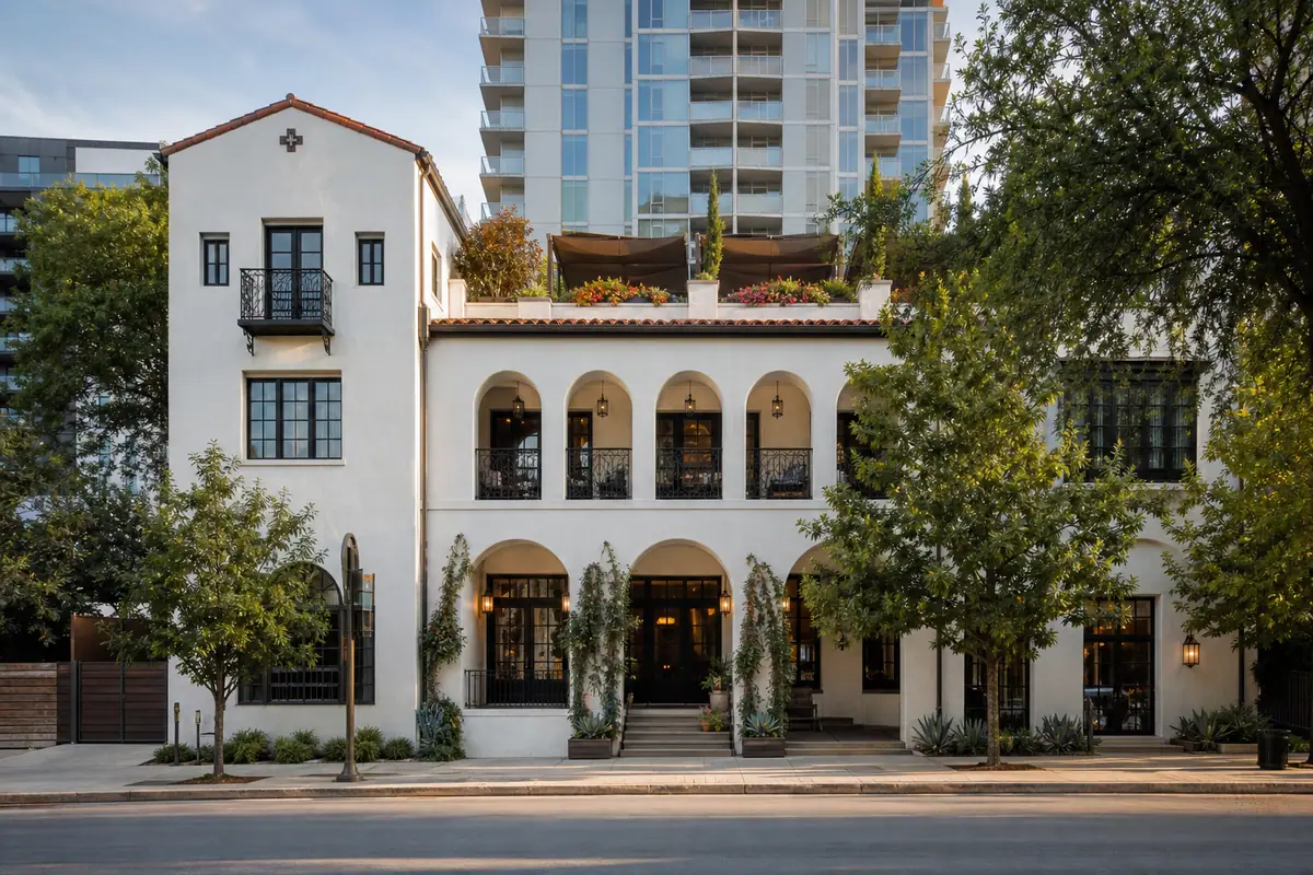 Photoreal exterior of Hotel Magdalena in Austin