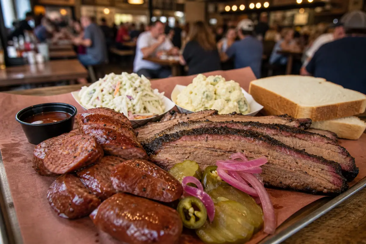 Photoreal dining or food scene representing Terry Black's Barbecue in Austin