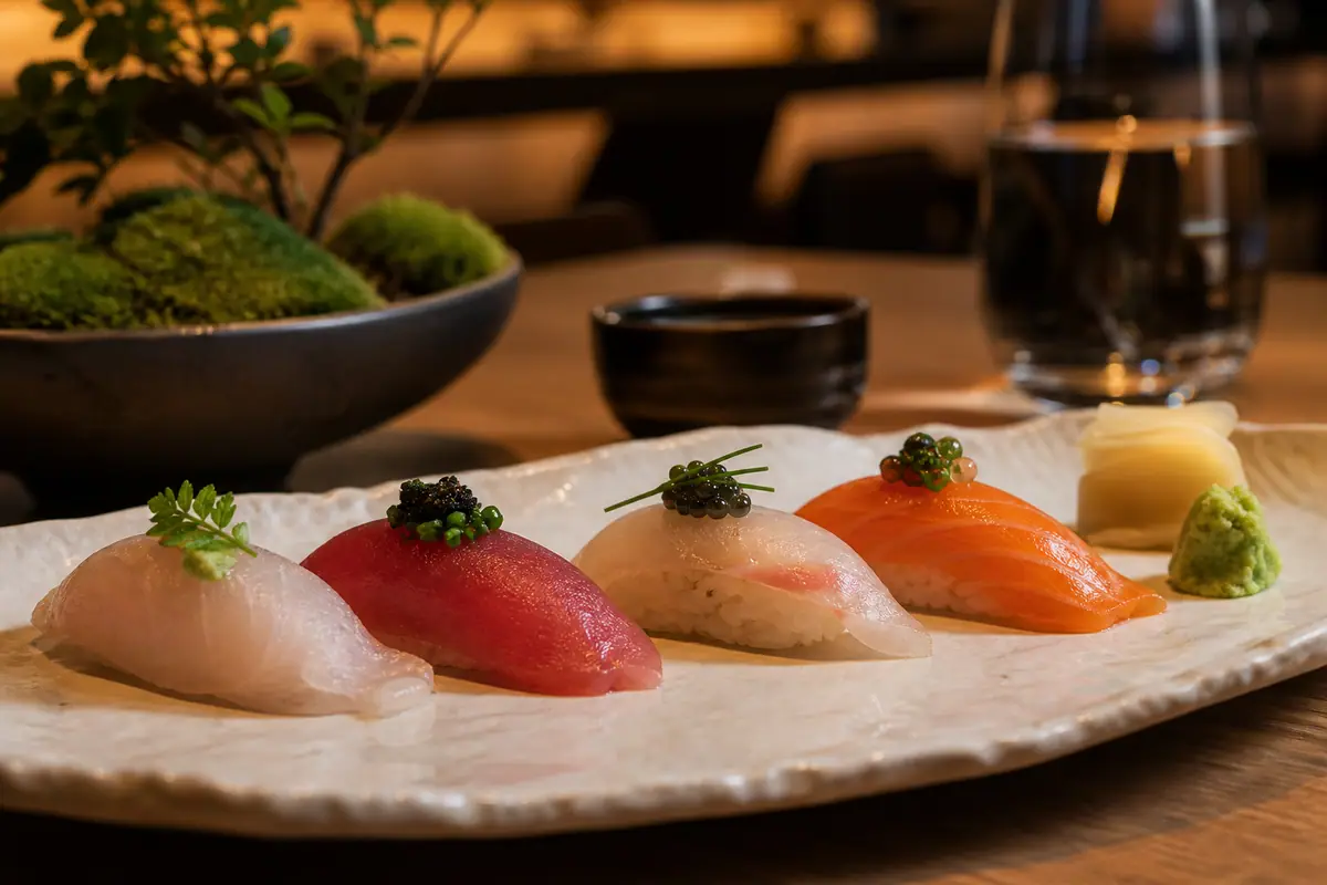 Photoreal dining or food scene representing Uchi Austin in Austin