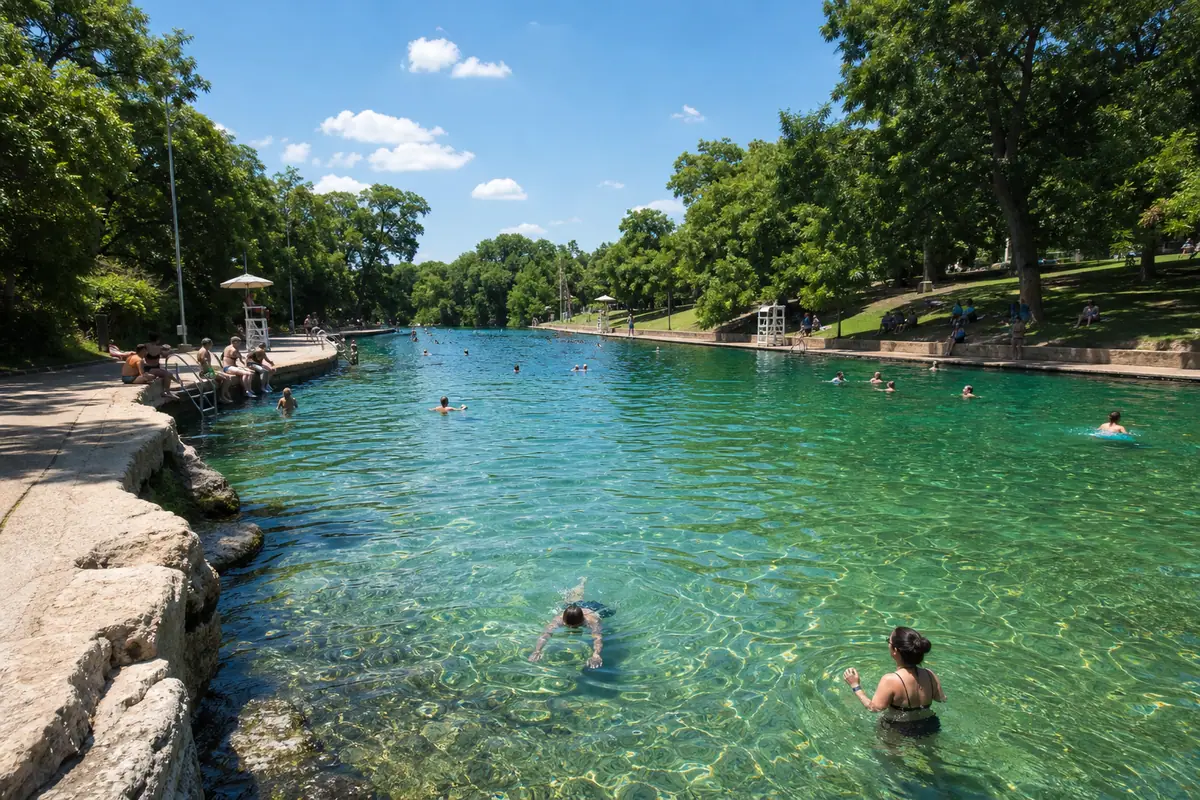 Photoreal view of Barton Springs Pool in Austin