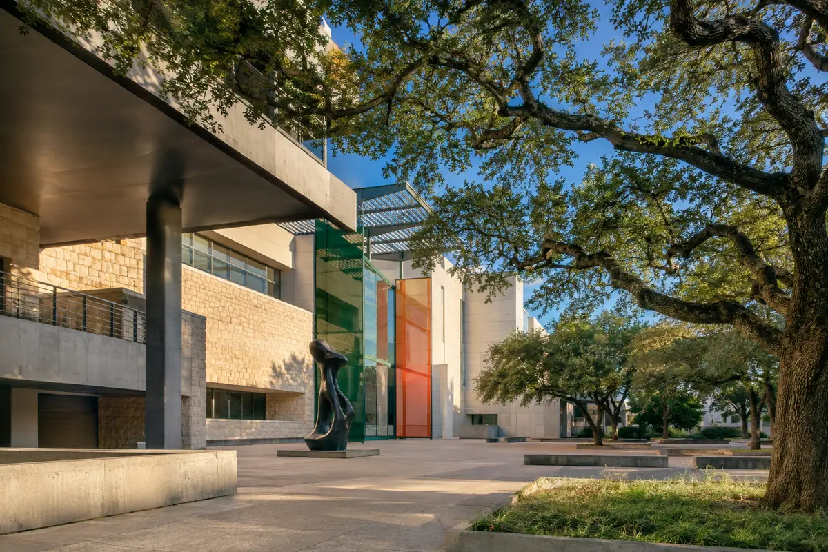 Photoreal Blanton Museum of Art architecture in Austin
