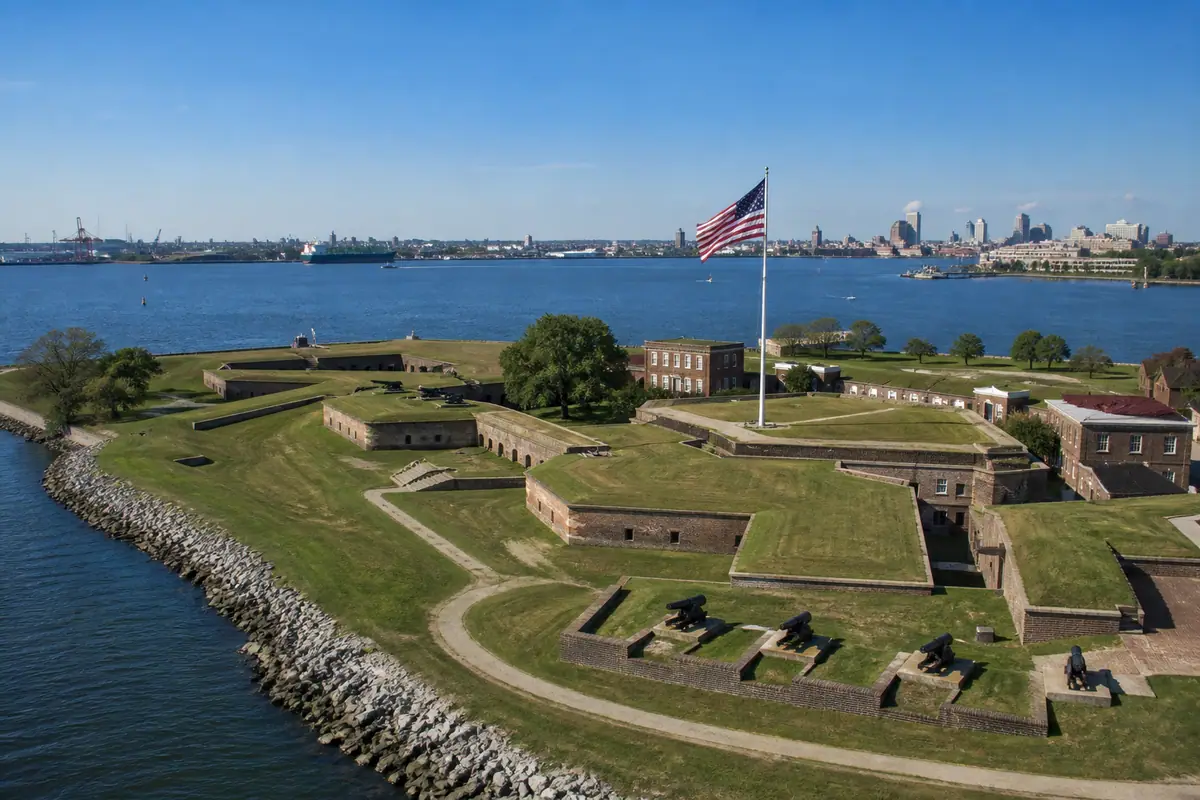Photoreal view of Fort McHenry National Monument and Historic Shrine in Baltimore