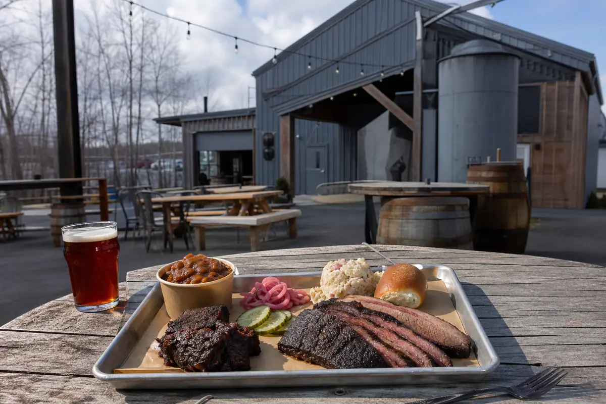 Photoreal view of Mainely Meats Barbeque at Atlantic Brewing in Bar Harbor, Maine