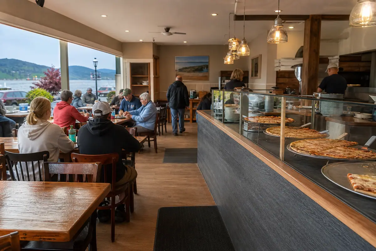Photoreal view of Rosalie’s Pizza in Bar Harbor, Maine