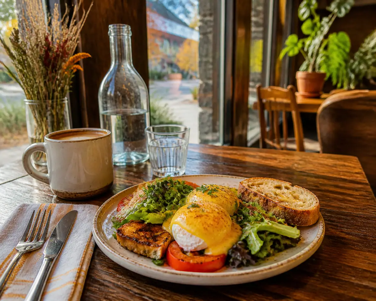Photoreal editorial view of Sisters Coffee Company in Bend, Oregon
