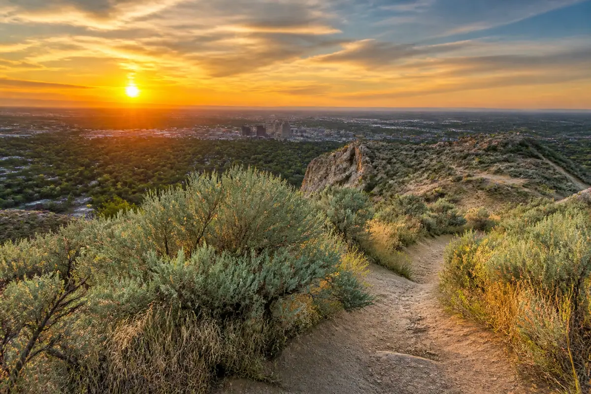 Photoreal editorial view of Table Rock Trail and Overlook in Boise