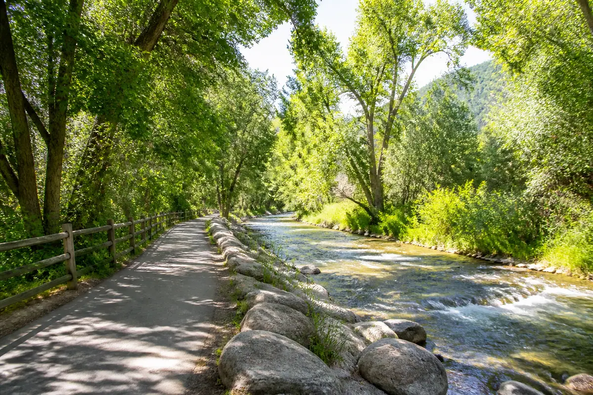 Travel-editorial view of Boulder Creek Path in Boulder, Colorado