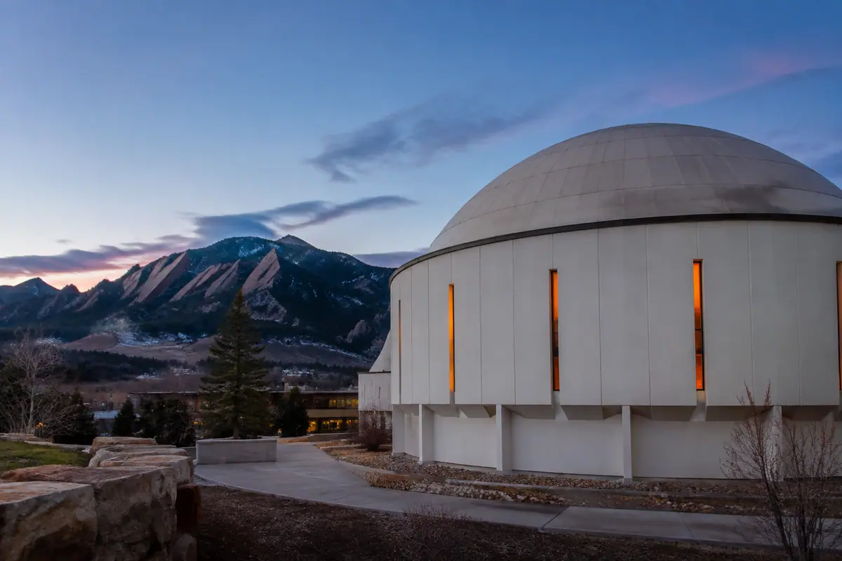 Travel-editorial view of Fiske Planetarium in Boulder, Colorado