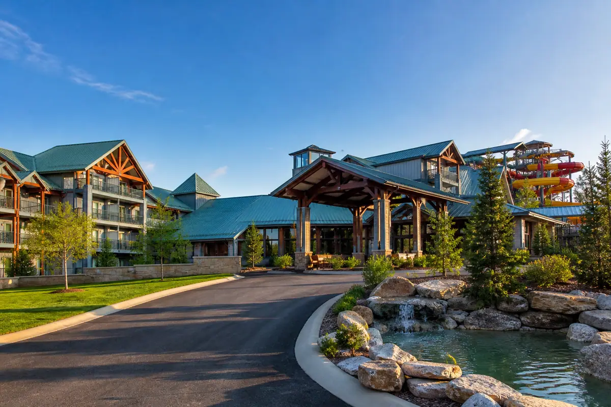 Photoreal travel-editorial view of Grand Country Resort in Branson, Missouri