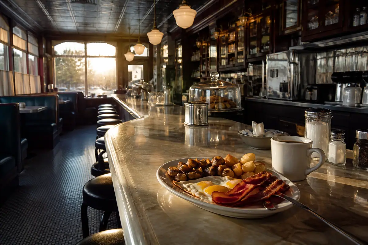 Photoreal travel-editorial view of Branson Cafe in Branson, Missouri