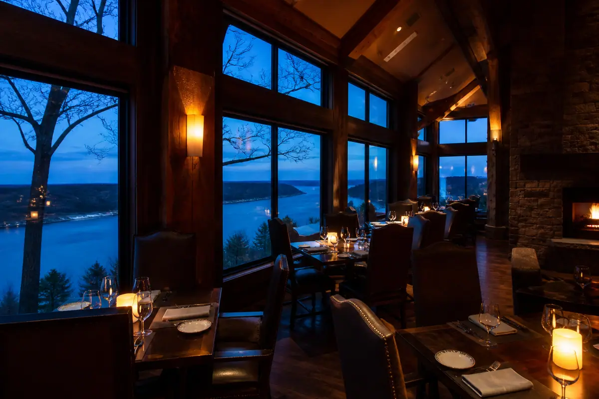 Photoreal travel-editorial view of Devil's Pool Restaurant in Branson, Missouri
