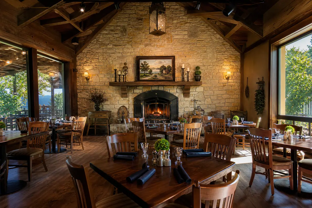 Photoreal travel-editorial view of The Worman House in Branson, Missouri