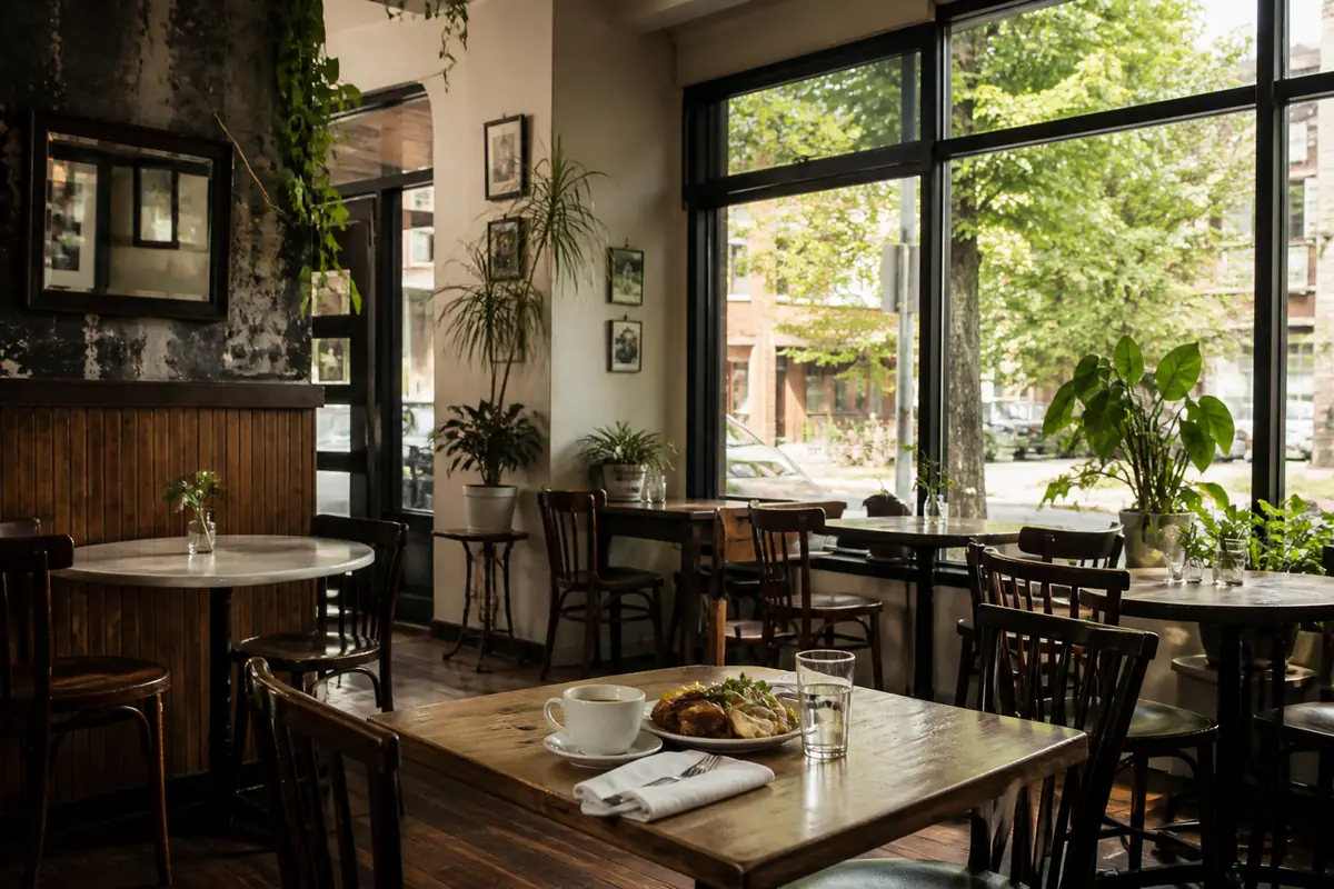 Photoreal dining scene at Cafe Taza in Buffalo