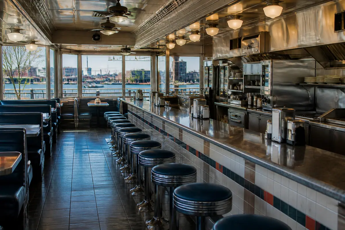 Photoreal dining scene at Swan Street Diner in Buffalo