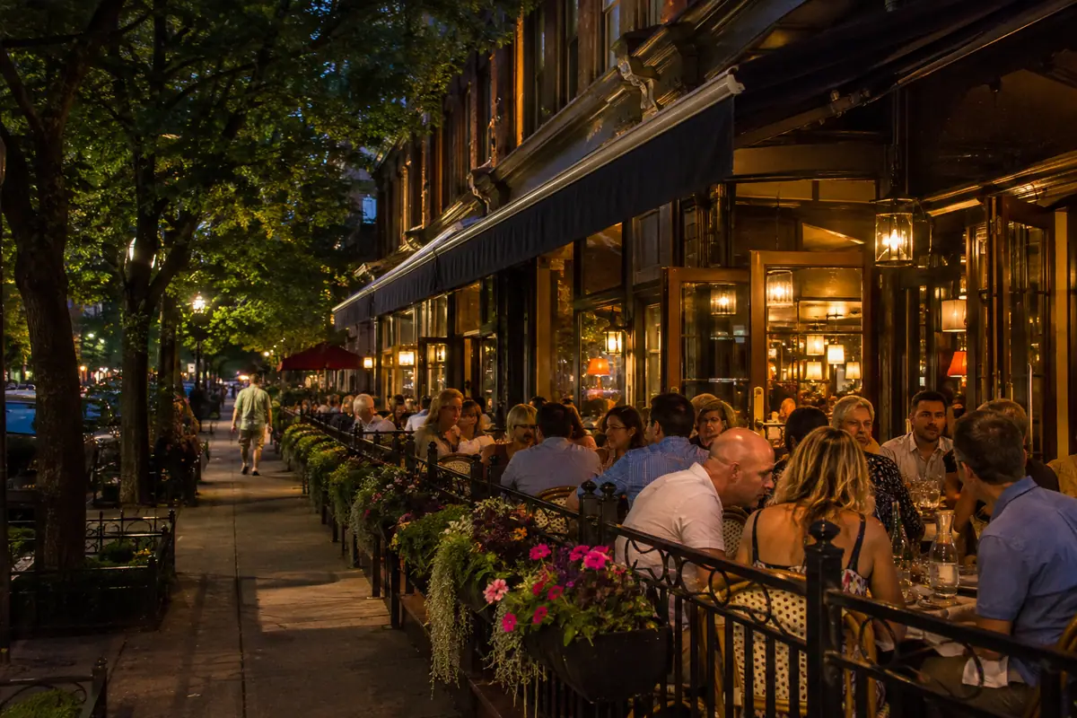 Travel-editorial view of Leunig's Bistro in Burlington, Vermont