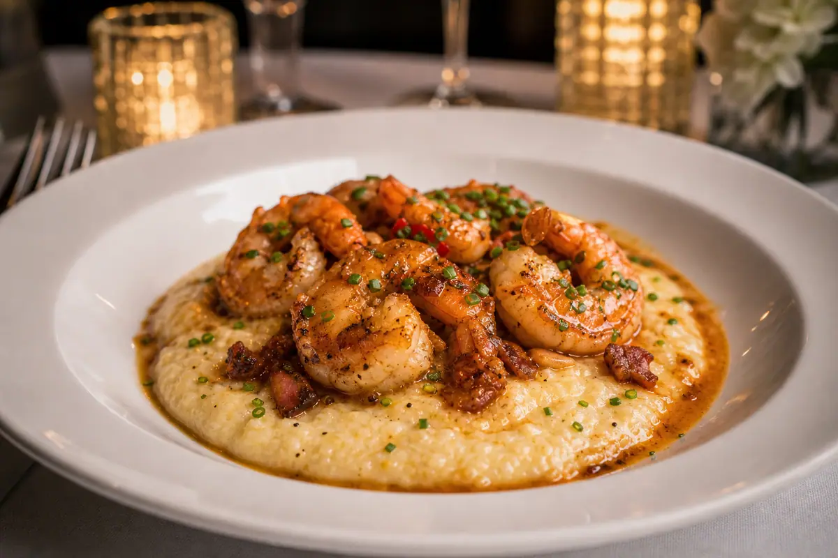 Photoreal refined Charleston dinner plate representing Slightly North of Broad
