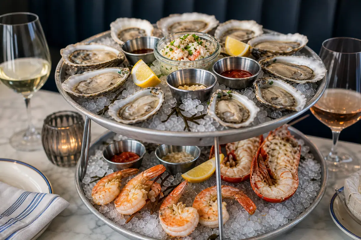 Photoreal oyster and seafood tower representing The Ordinary