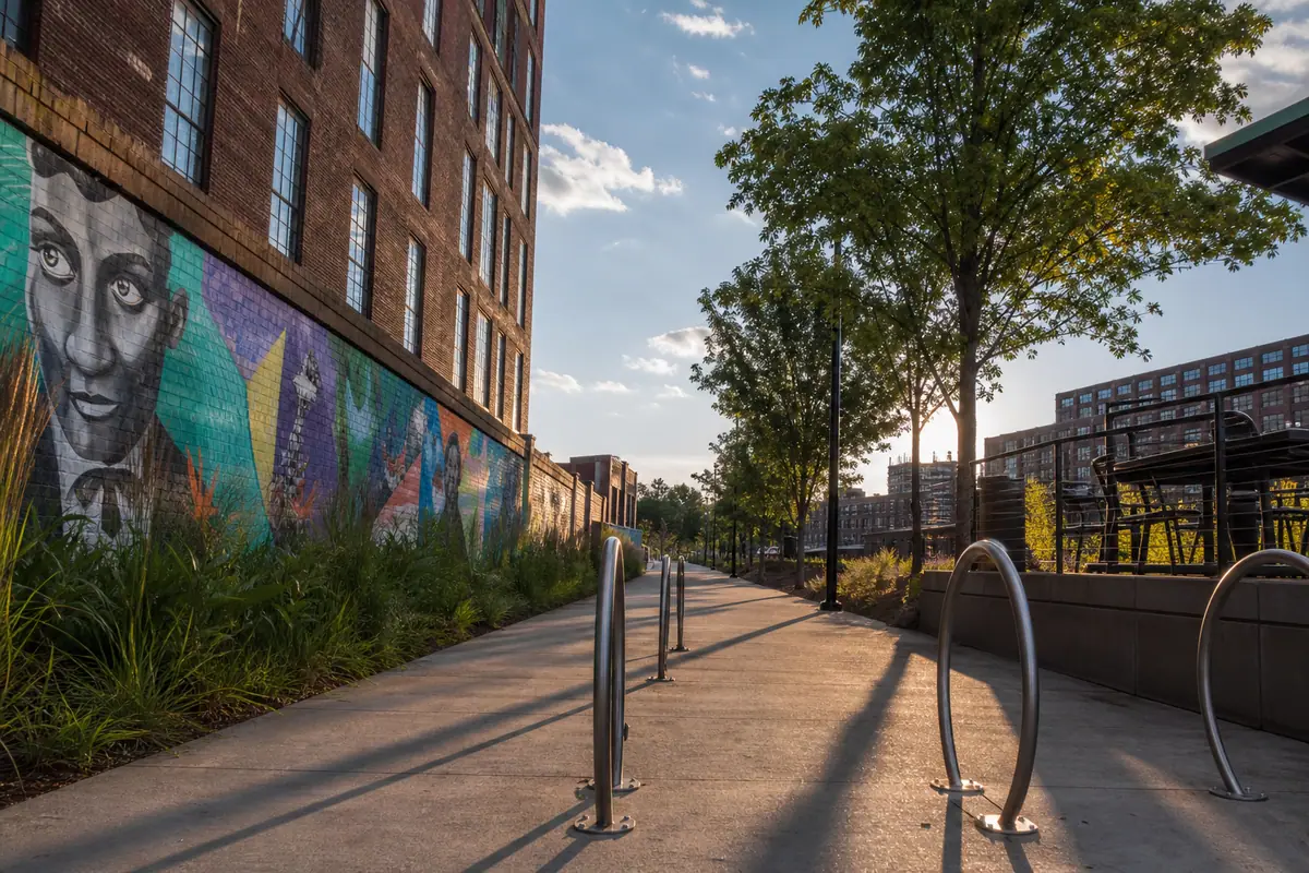 Photoreal view of South End Rail Trail in Charlotte