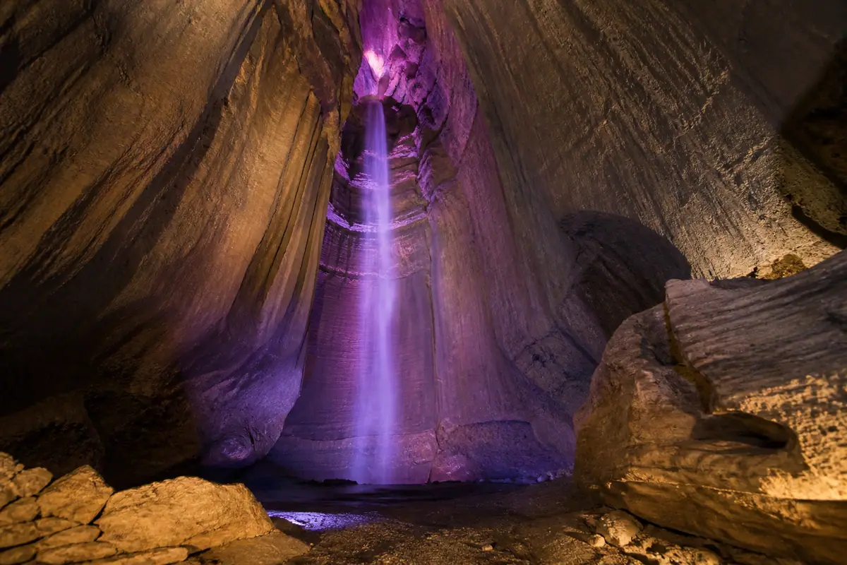Photoreal view of Ruby Falls in Chattanooga