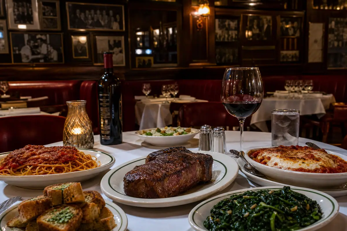 Photoreal Gene and Georgetti steakhouse scene in Chicago