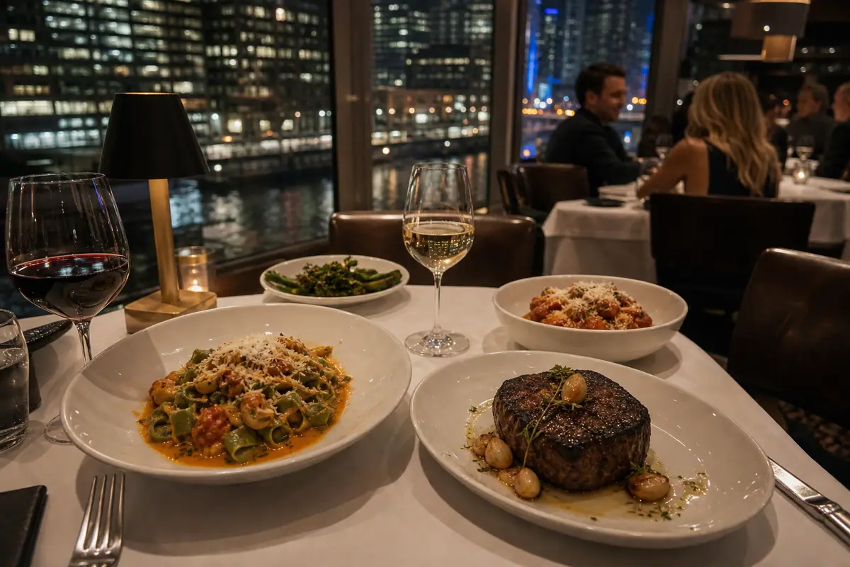 Photoreal Gibsons Italia dinner scene in Chicago