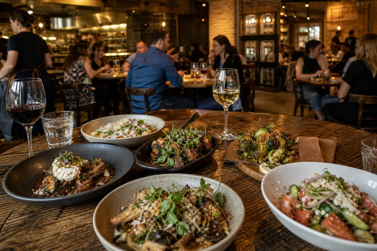 Photoreal Girl and the Goat dining scene in Chicago