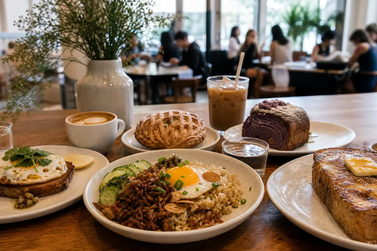 Photoreal Kasama breakfast and pastry scene in Chicago