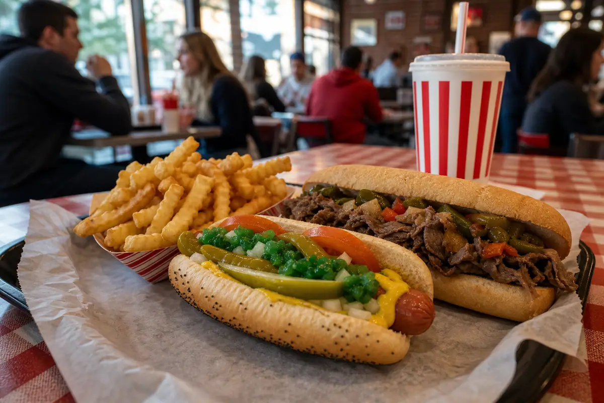 Photoreal Portillo's Chicago-style meal