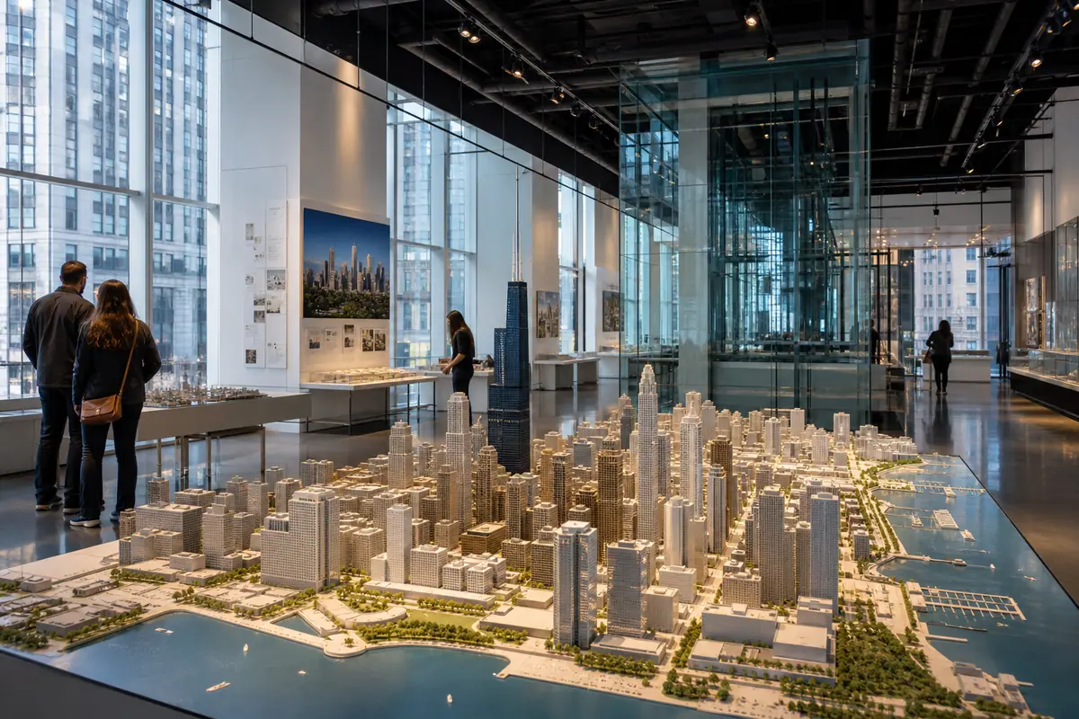 Photoreal Chicago Architecture Center interior exhibition