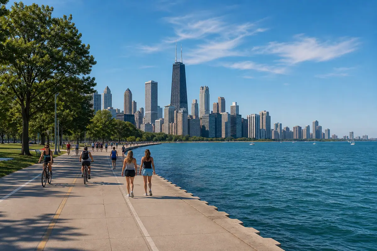 Photoreal Lakefront Walk along Lake Michigan in Chicago