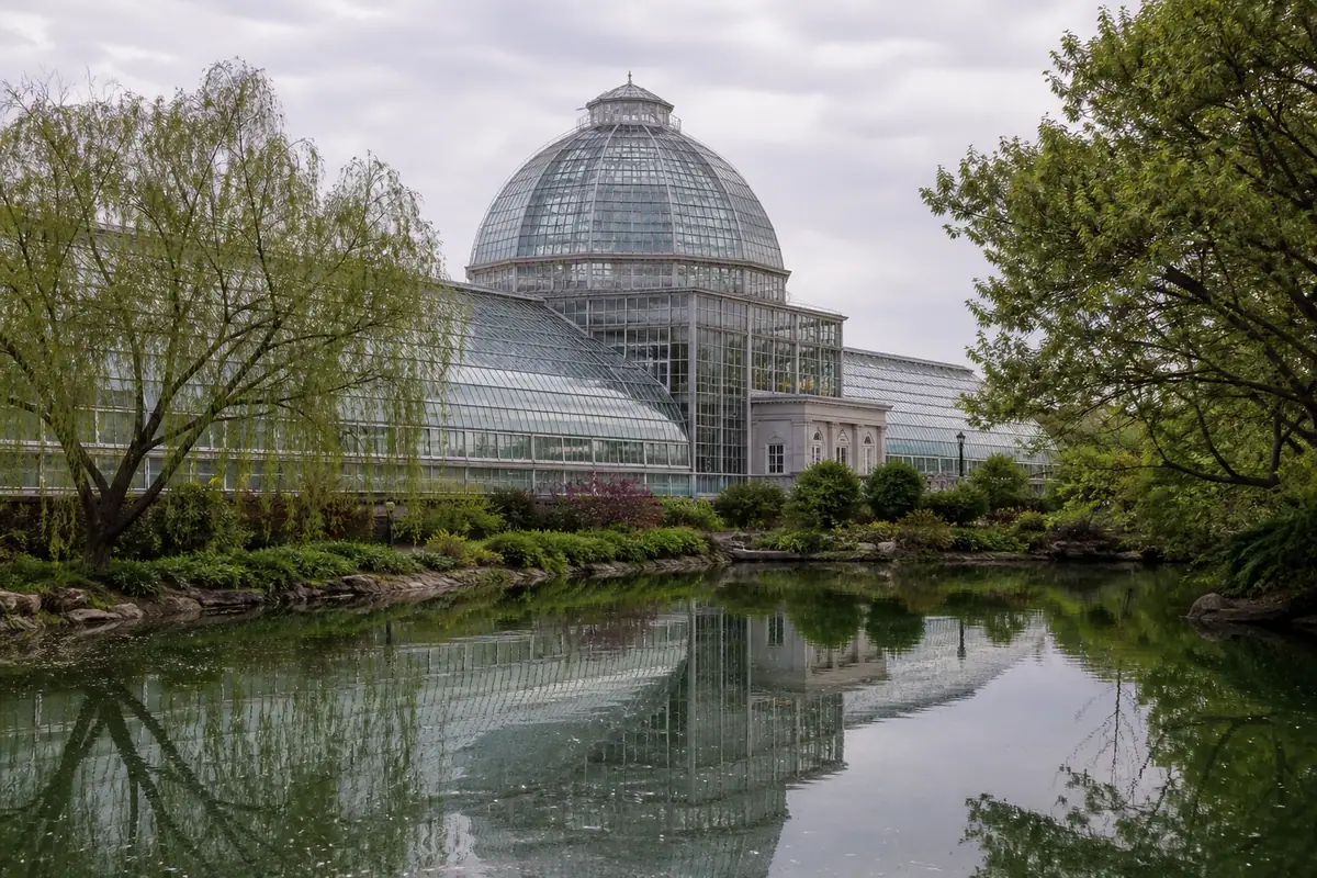 Photoreal view of Krohn Conservatory and Eden Park in Cincinnati